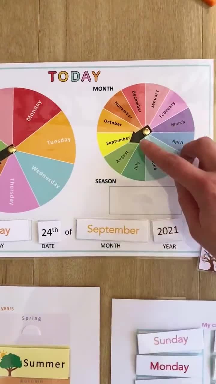 My Daily Calendar Wheel Printable Months Days Date Velcro - Etsy UK