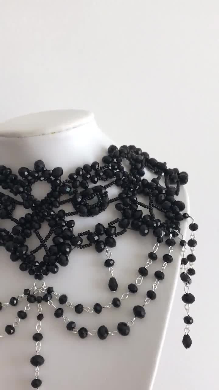 Black Beaded Choker Necklace - Temu