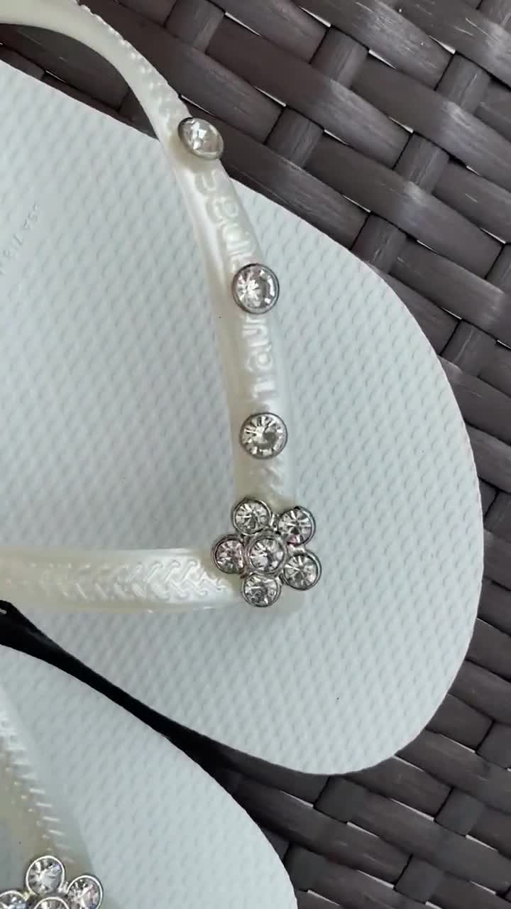 Original HAVAIANAS Flip Flops Women Slim with Flower + Crystals and Personalized Charm video poster
