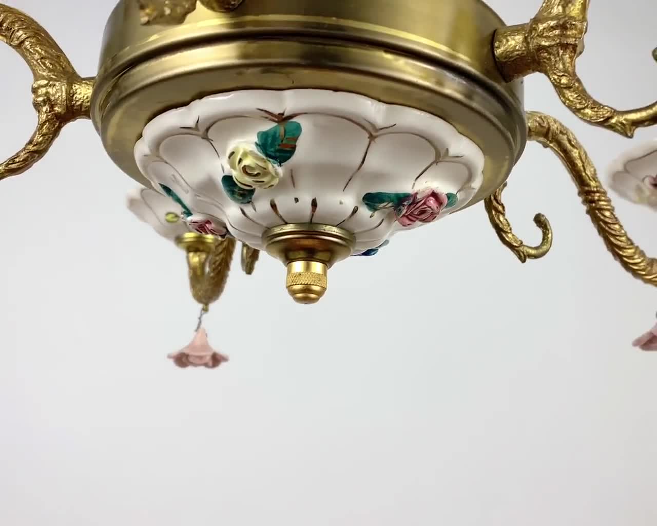 イタリア製磁器照明 3点セット ヴィンテージ セラミック 5灯  