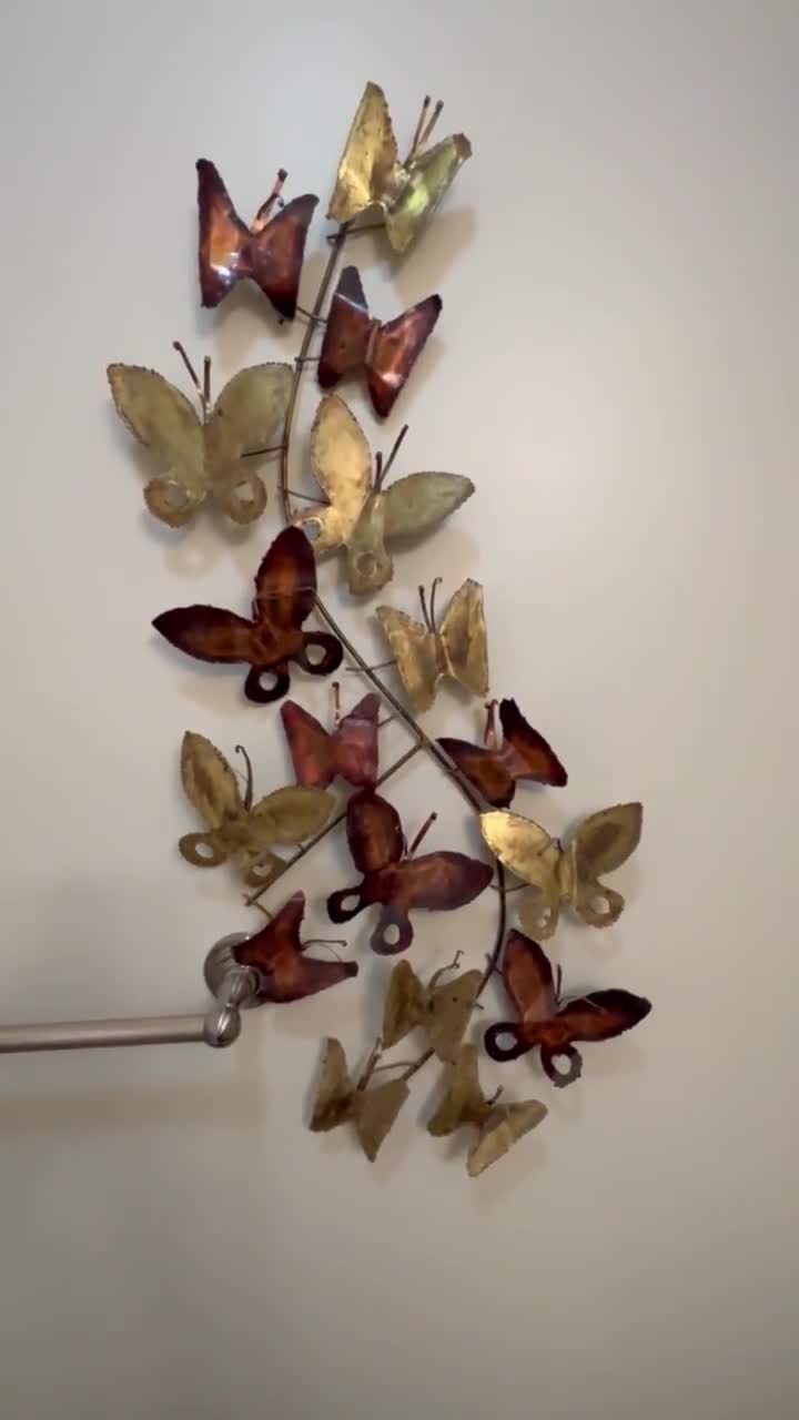 Vintage Brass Butterflies Metal Art Wall Hanging Mid Century