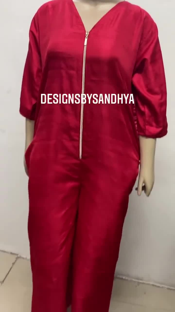 Red Formal Jumpsuit for Women, Wedding Guest Outfit, Women