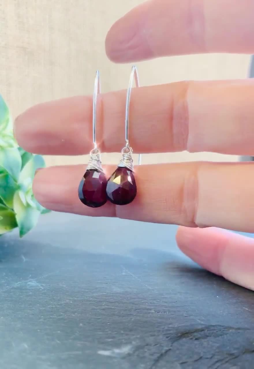 Natural Gemstone Earrings, Dangle Ring With Stone Gem Chips, Fish Hook, 5  Natural Stone Options, Amethyst, Garnet, Quartz and More, 47mm -  Canada