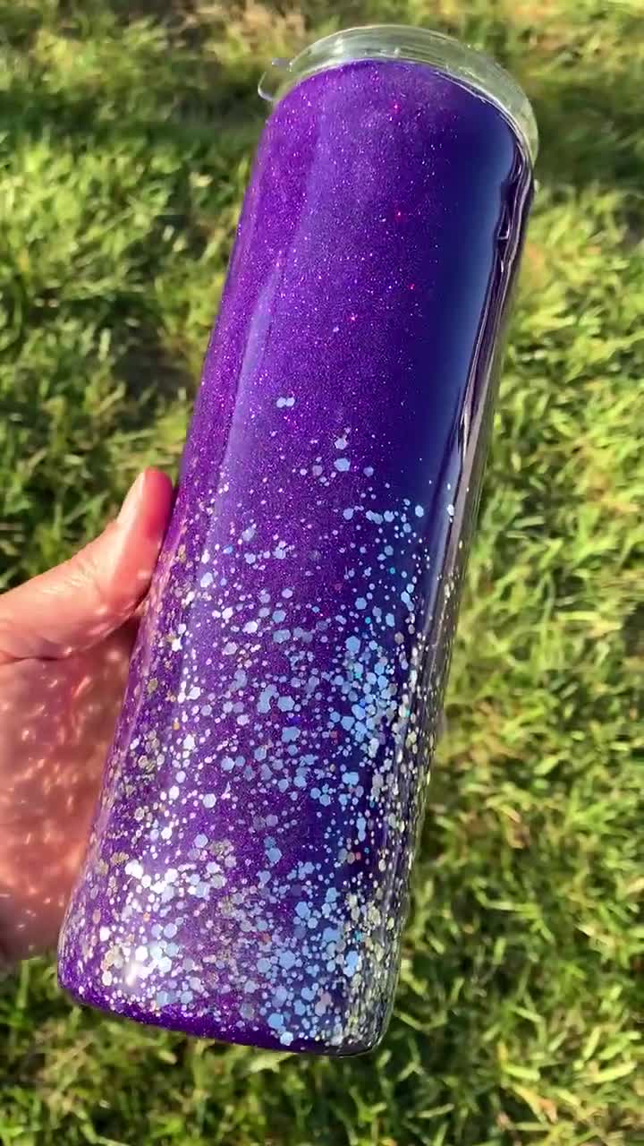 Royal Purple Silver Glitter Insulated Tumbler Cup Skinny Personalized Gift  for Mom Friend Daughter Wife Birthday Coffee Water 20/30 Oz 