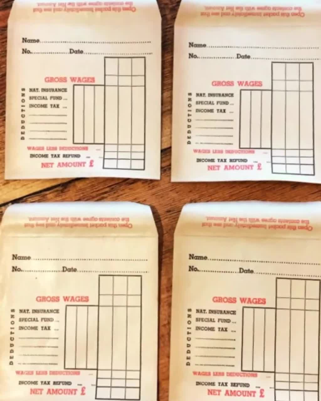 Vintage Wage Envelopes for Junk Journaling, Pre Decimal Unused Pay