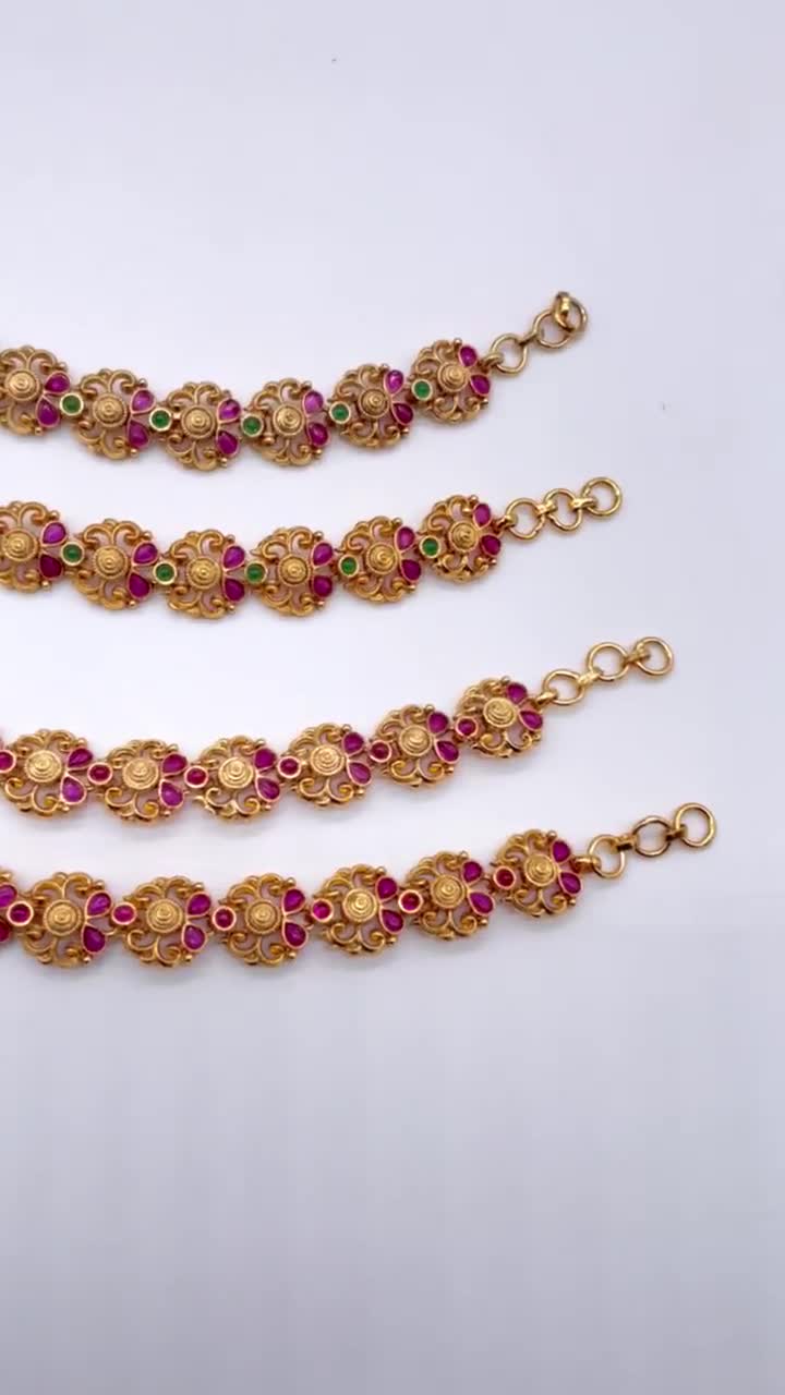 22 K Gold Plated chain Bahubali Long Hair Attach Indian Earrings 1 Step  Jhumka | eBay