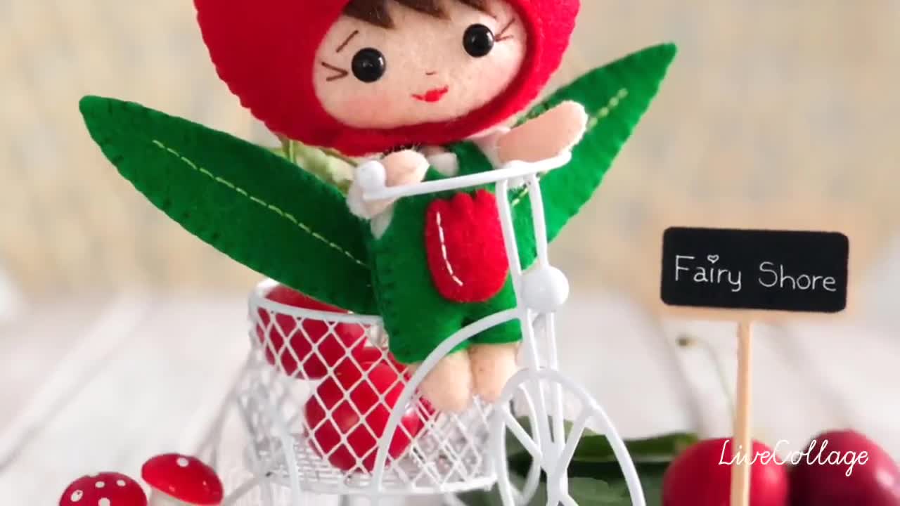 フェルトチューリップ人形の縫製パターン：花の妖精の飾りDIY（PDF SVG