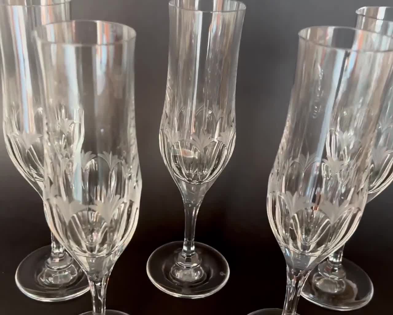 German Crystal Champagne Flute Glasses, 1980s, Set of 6 for sale at Pamono