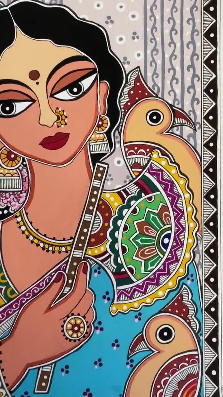 The woman's face, Gorgeous Madhubani painting