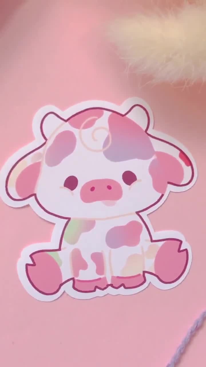 cute pink cow Sticker for Sale by yeehawboyy