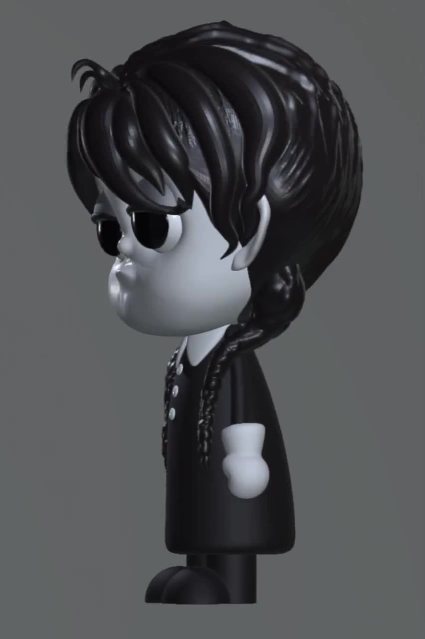 STL file WEDNESDAY /Addams - DOLL BABY CHIBI 🧛・3D print design