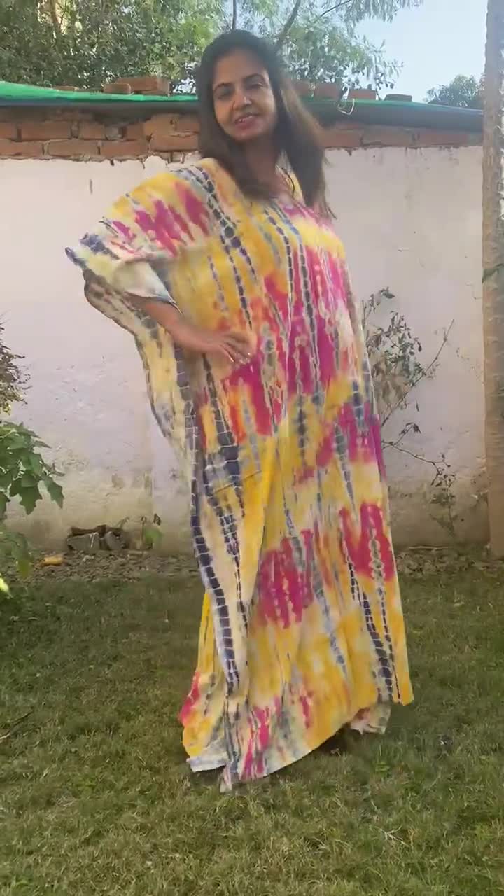 Vestido Largo Tipo Túnica Para Mujer, Estilo Caftán, Ropa De Playa, Manga Murciélago, Talla Grande, Vestido