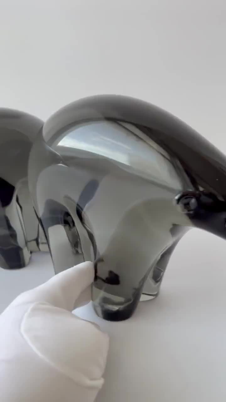 Murano Glass Polar Bear Sculptures – Signed Livio Seguso, 1960s
