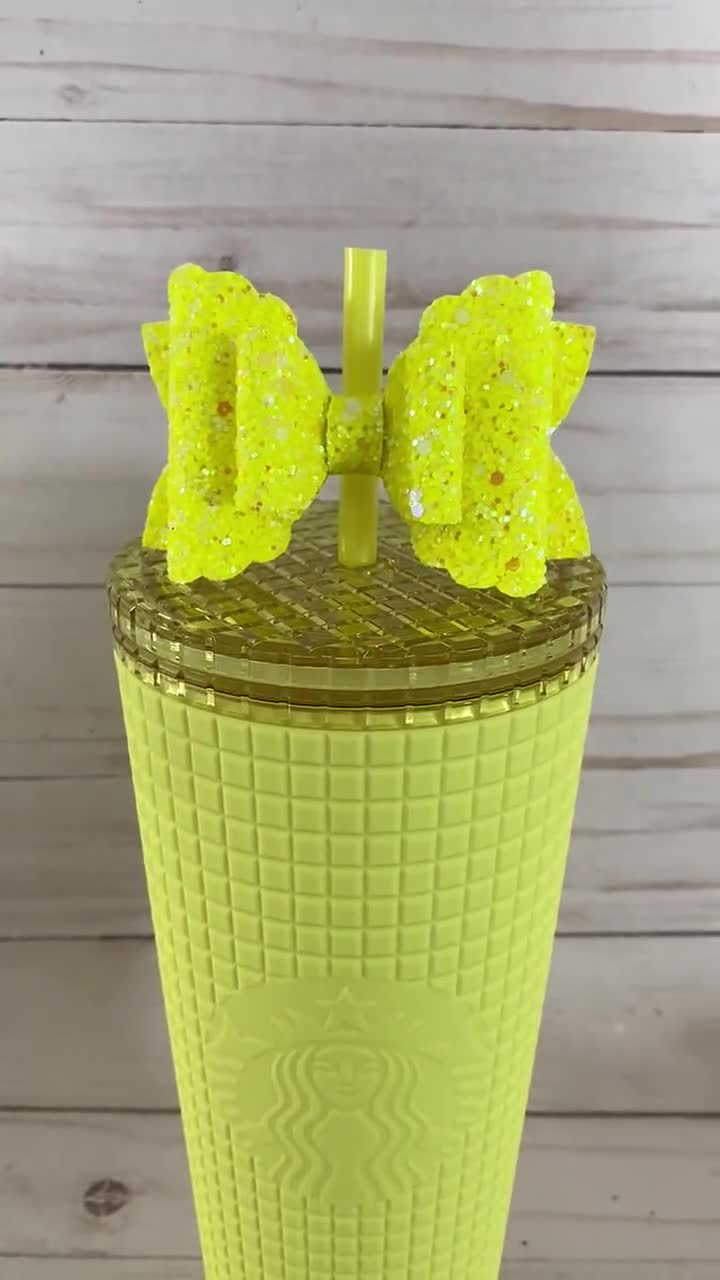 Yellow Straw Bow Topper Starbucks Tumbler, Straw Topper for