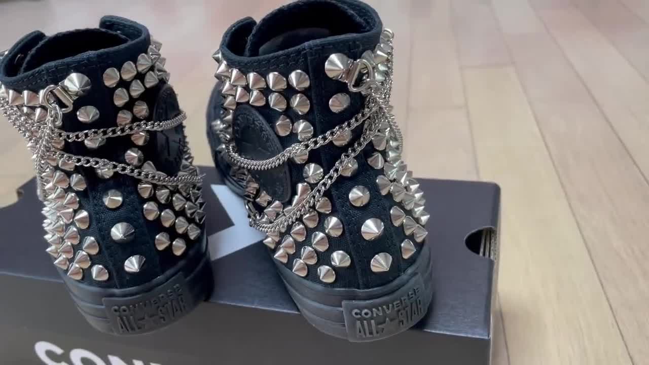 Genuine CONVERSE Black With Studs All-star Chuck Taylor Sneakers Shoes Goth  Metallica Spike Punk Rock -  Canada