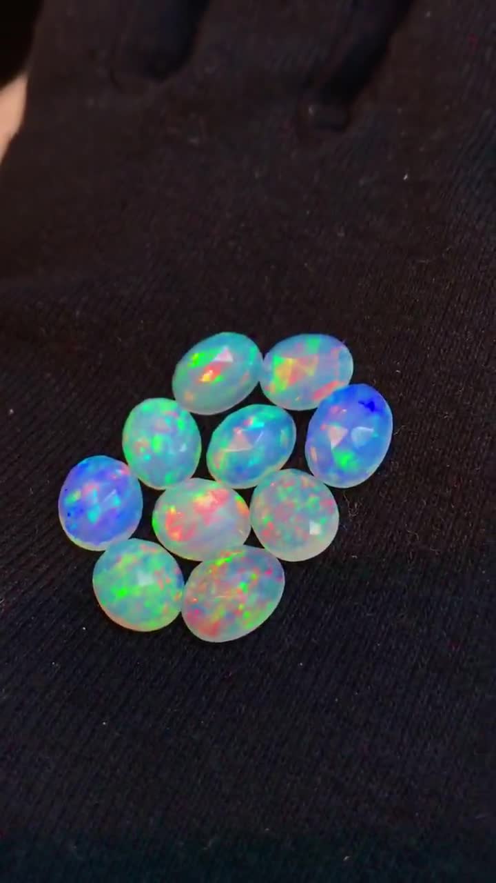 Welo Ethiopian Opal - Top Grade High Quality - 5x7 mm Oval Rose Cut Cabochon Each Pcs Have Full Color Full Fire super online sparkle - 10 pcs