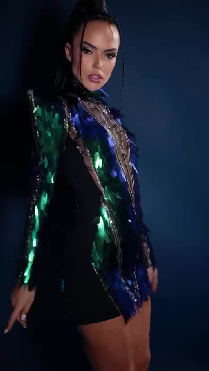 GREEN Iridescent DRAGON DRESS For Women - Limited Edition Scuba Fabric Mesh  Dress