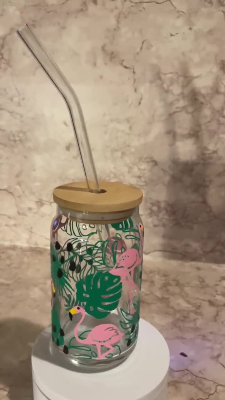 Neon Flamingos Glass Cup, Clear Coffee Iced Cup Lid & Straw, 20 Oz Glass,  Beer Can Summer Tumbler, Libbey - Yahoo Shopping