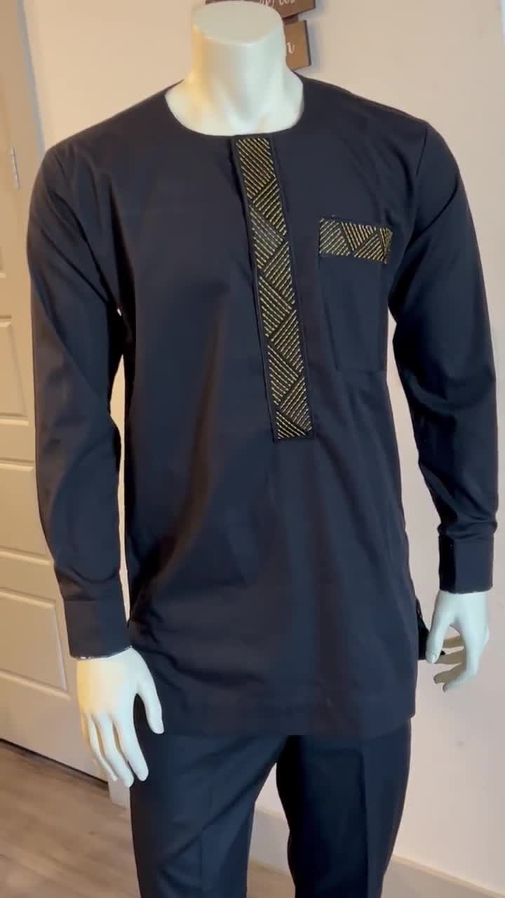 African Clothing for Men Dashiki XS-7X Black 