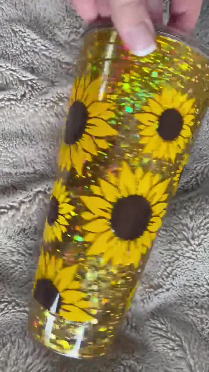 Sunflower Snowglobe Tumbler Snow Globe Tumbler Glitter 