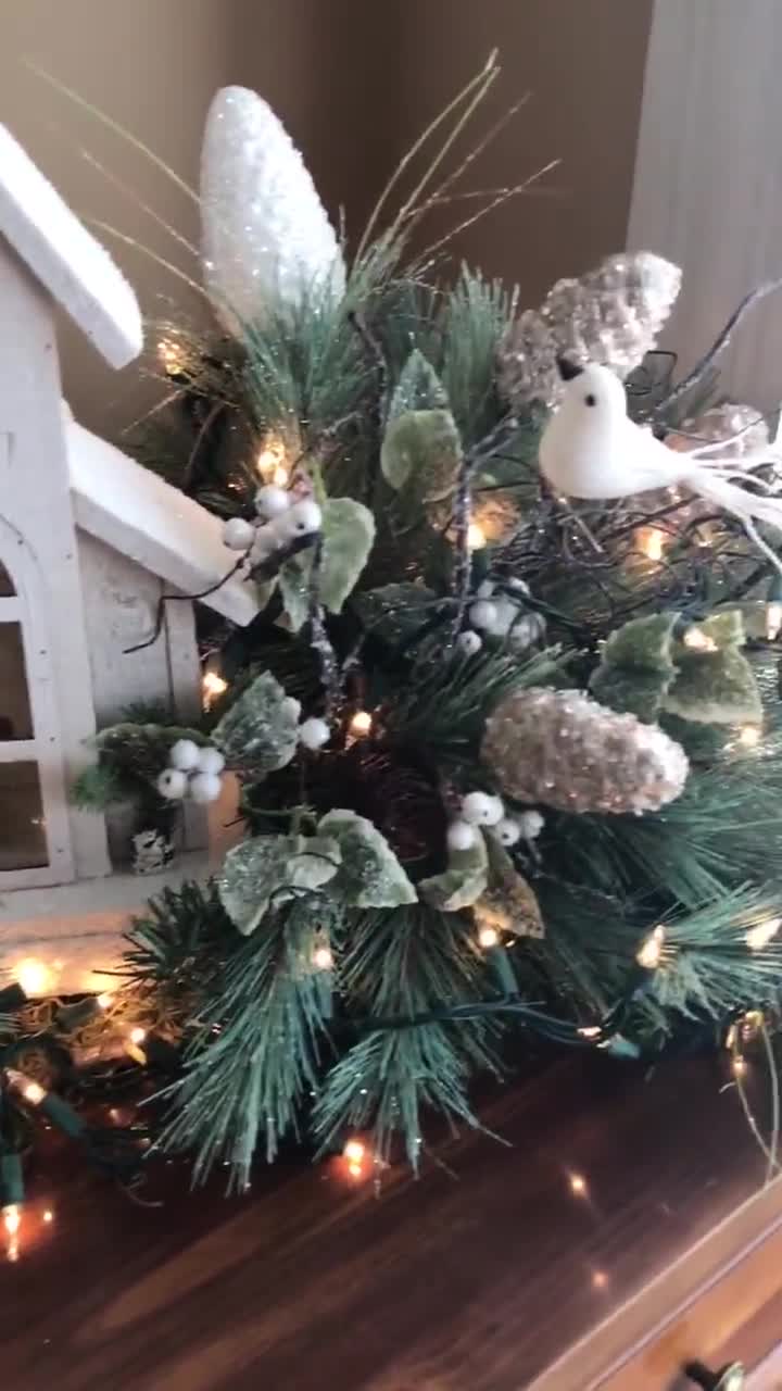 Birch Pinecone Centerpiece, Christmas Tablescape, Winter Home