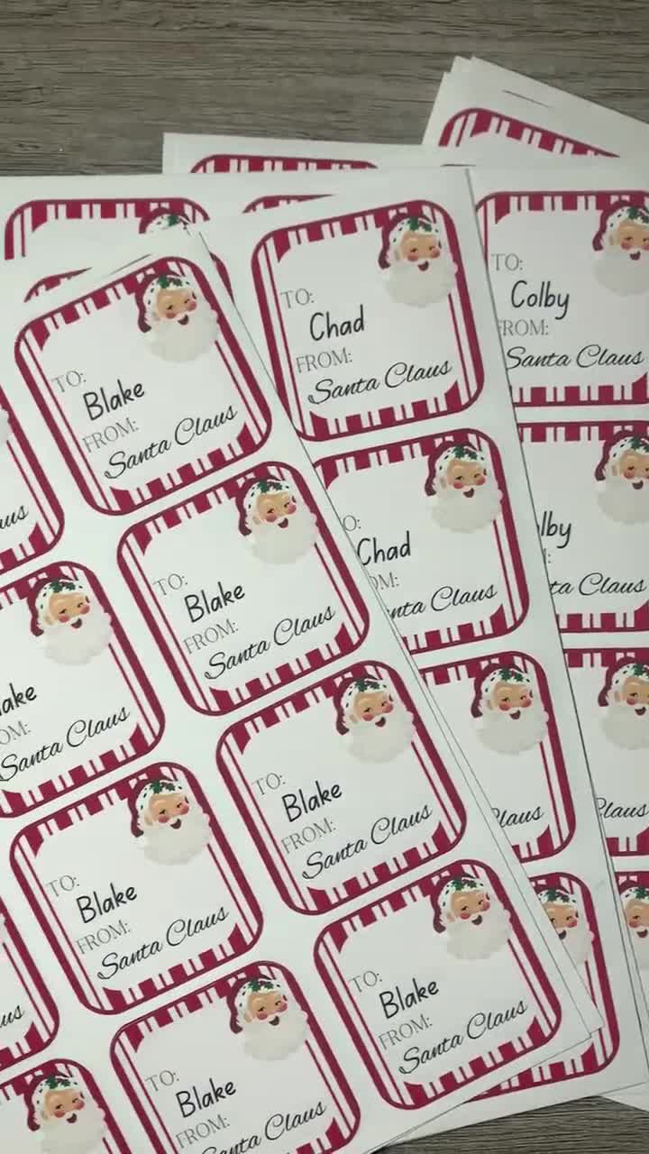 Personalized Gift Tags From Santa, Custom Gift Labels for Christmas,  Present From Santa, Kids Present From Santa, Secret Santa, Custom Name 