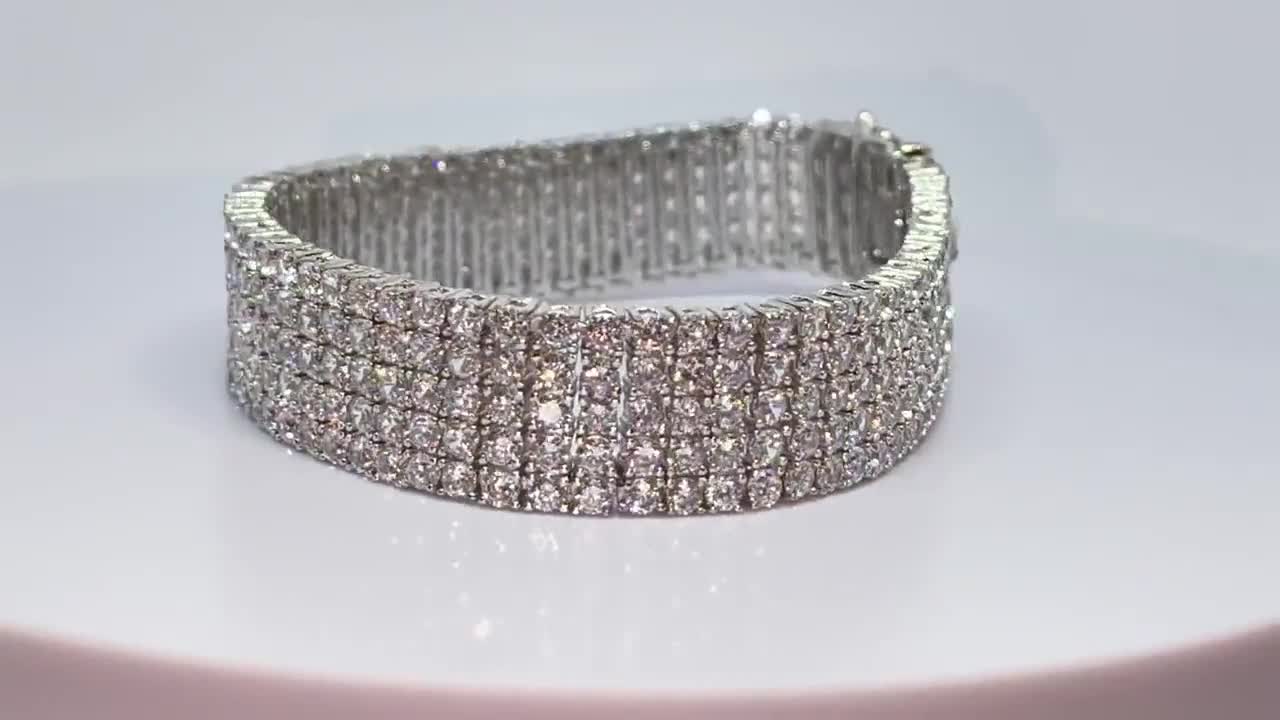 ADIRFINE 18K Gold Plated 5 Row 2mm Round Cubic Zirconia Tennis Bracelet