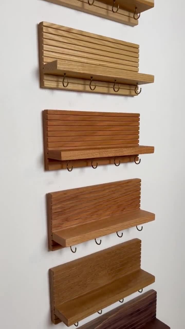 Coat Rack Organizer selling in Maple with Walnut Trim with Shelf for Keys, Phone, Wallet