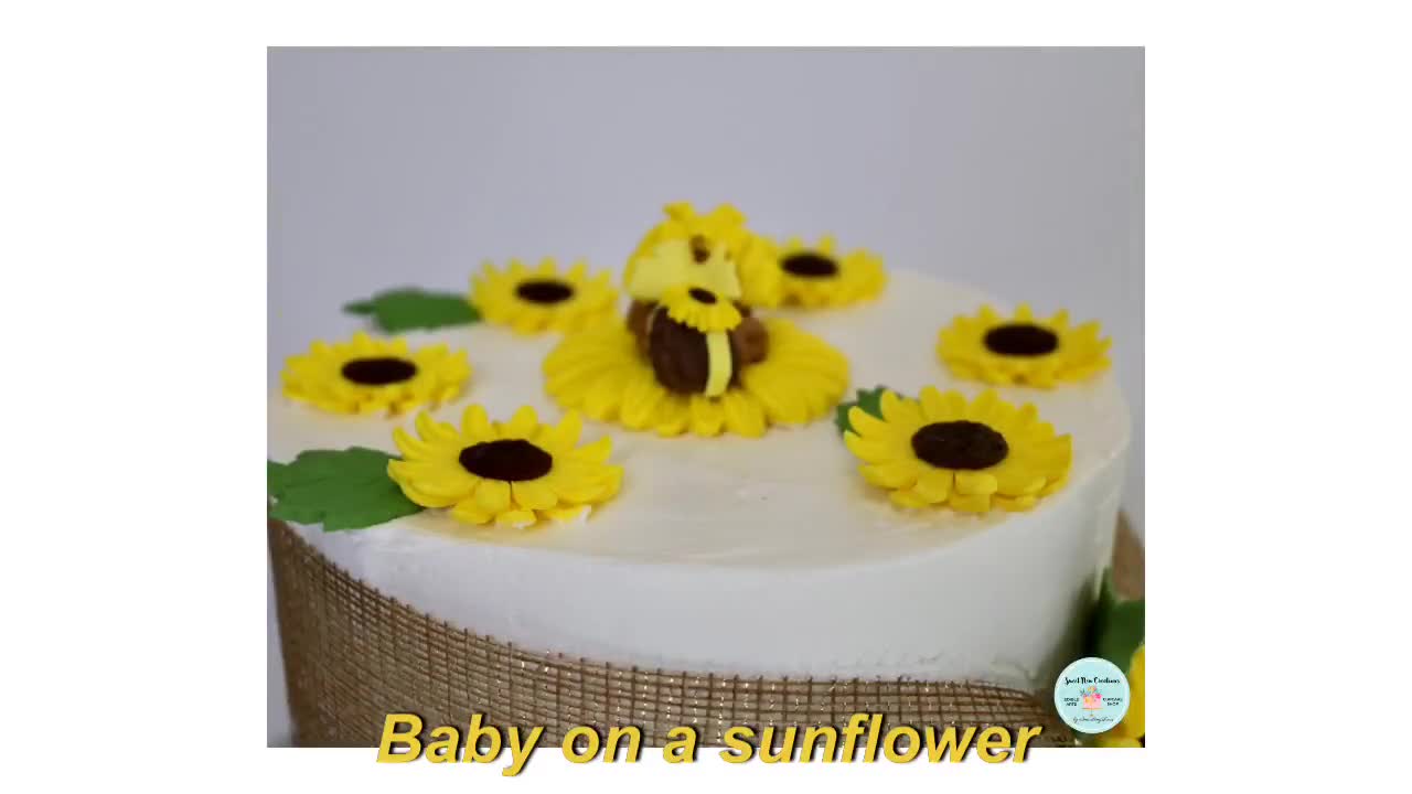 Sunflower Bumble Bee Baby Shower Cake Topper Yellow Peony Baby on Flower  Cake Topper Edible Fondant Flower Baby by Sweetnewcreations 