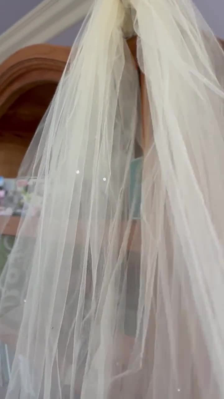 Cathedral Length Wedding Veil with Scattered Rhinestone Crystals