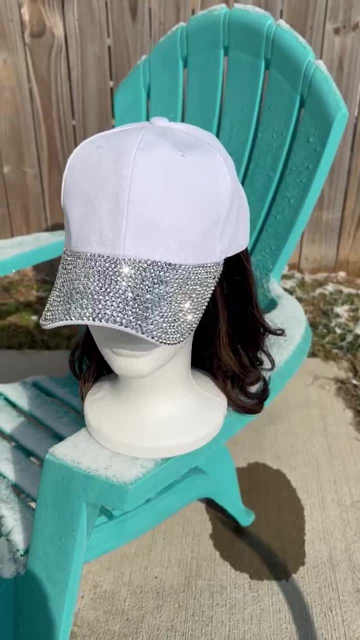 Hand Sewn Jeweled Embellished Women Baseball Cap Hat Pins Snapback￼ BLING  gold