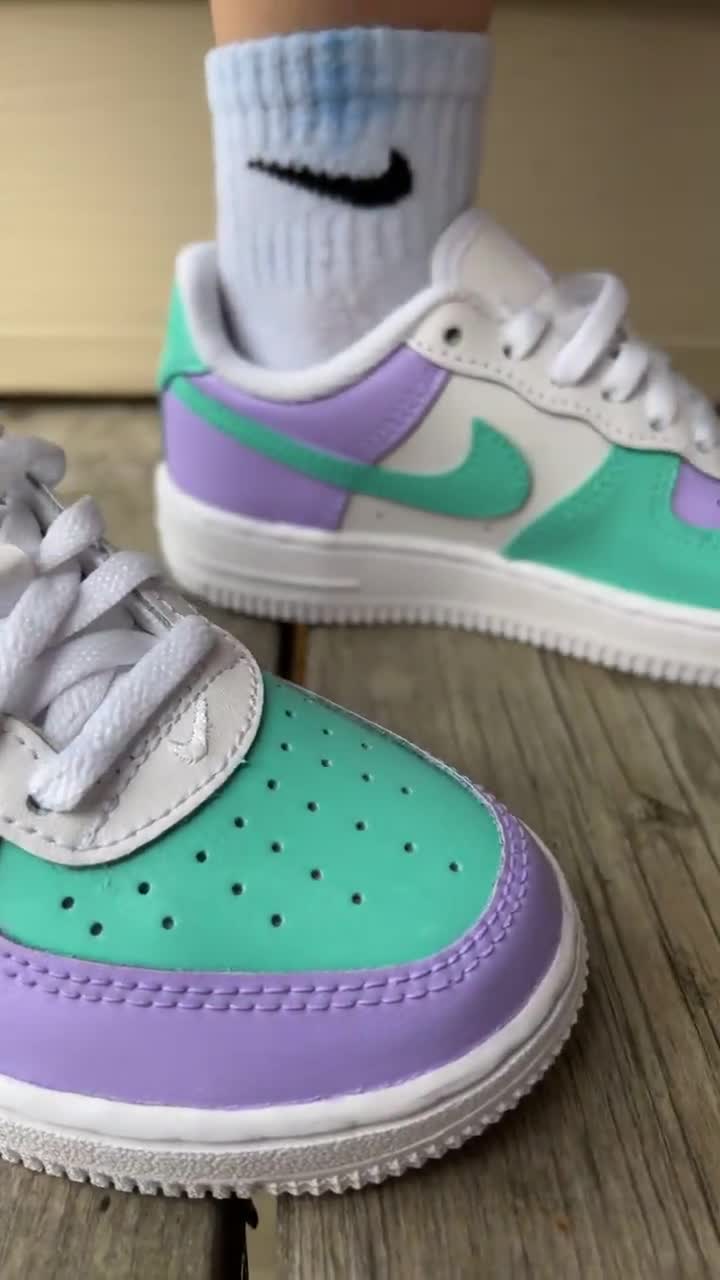 Kids Custom Nike Air Force 1 Low pink Purple and Mint -  Israel