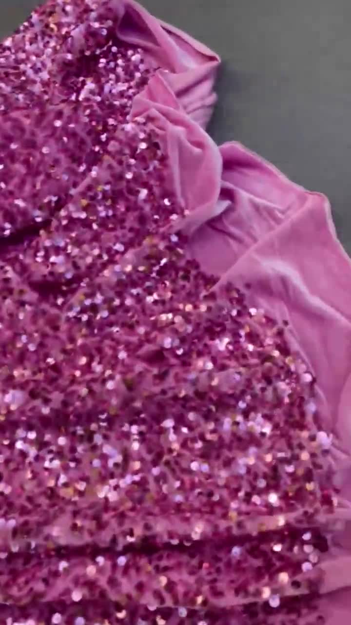 Baby Pink Sequin on Velvet – KikiTextiles