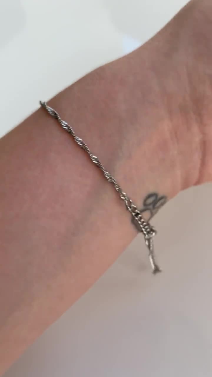 Genuine forget-me-not bracelet, stainless steel, silver, gift, wedding, birthday gift for her video poster