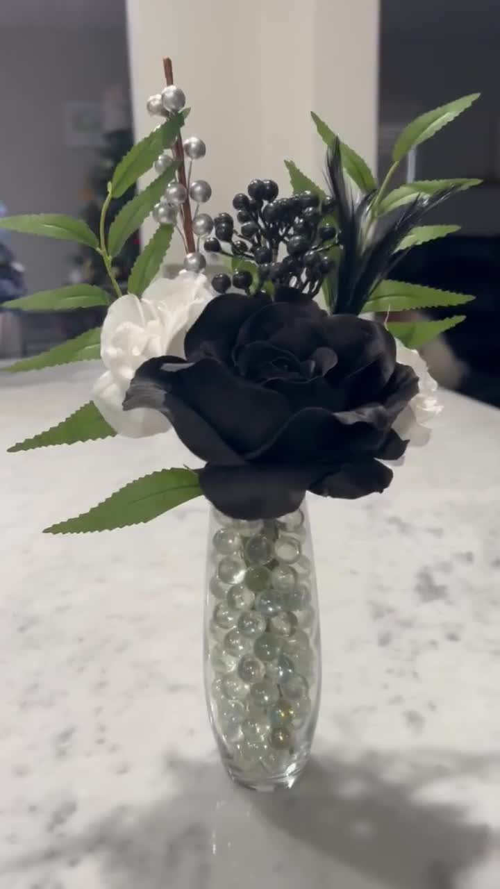 Black Rose and Gold Rose Centerpieces Mirrored Mason Jars, Bud Vases and  Large Floral Arrangements 