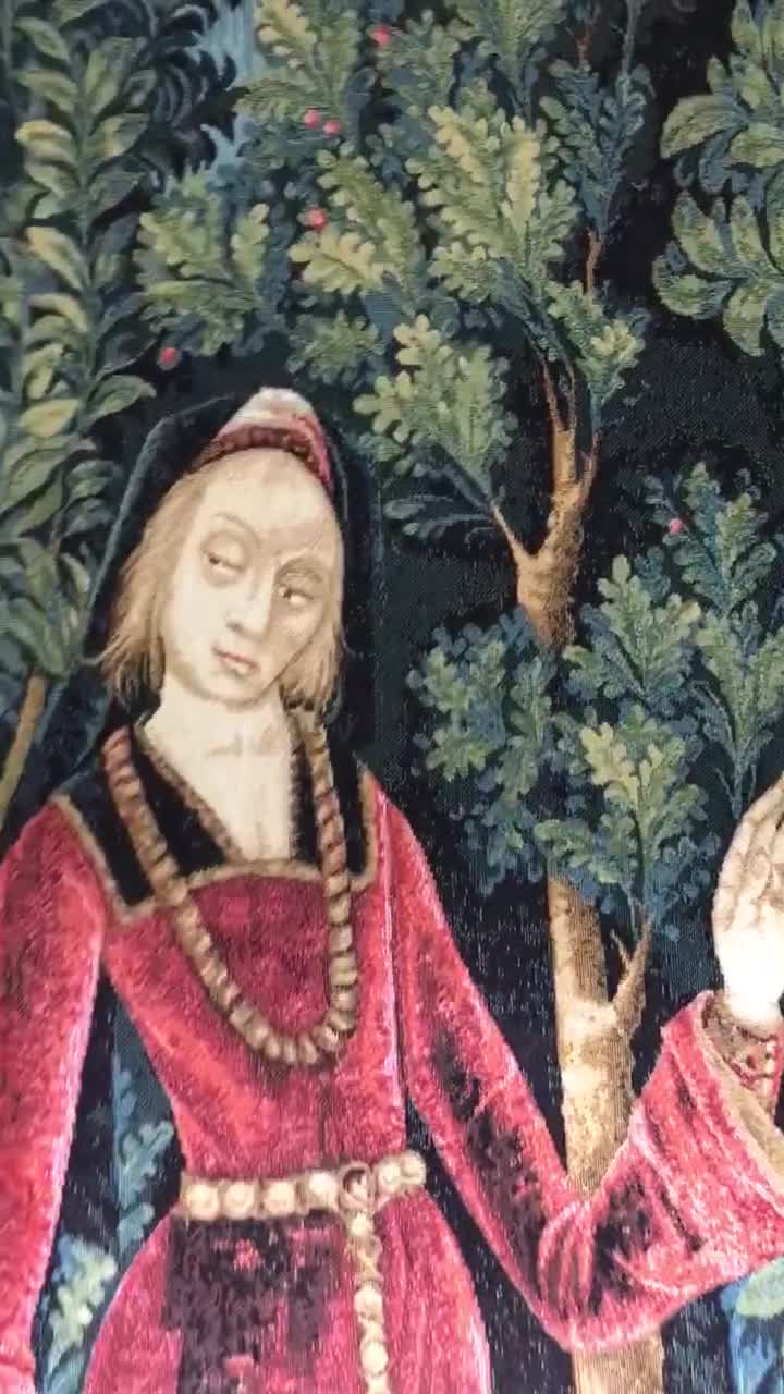 ユニコーンハント タペストリー 装飾 ユニコーンが乙女に屈服