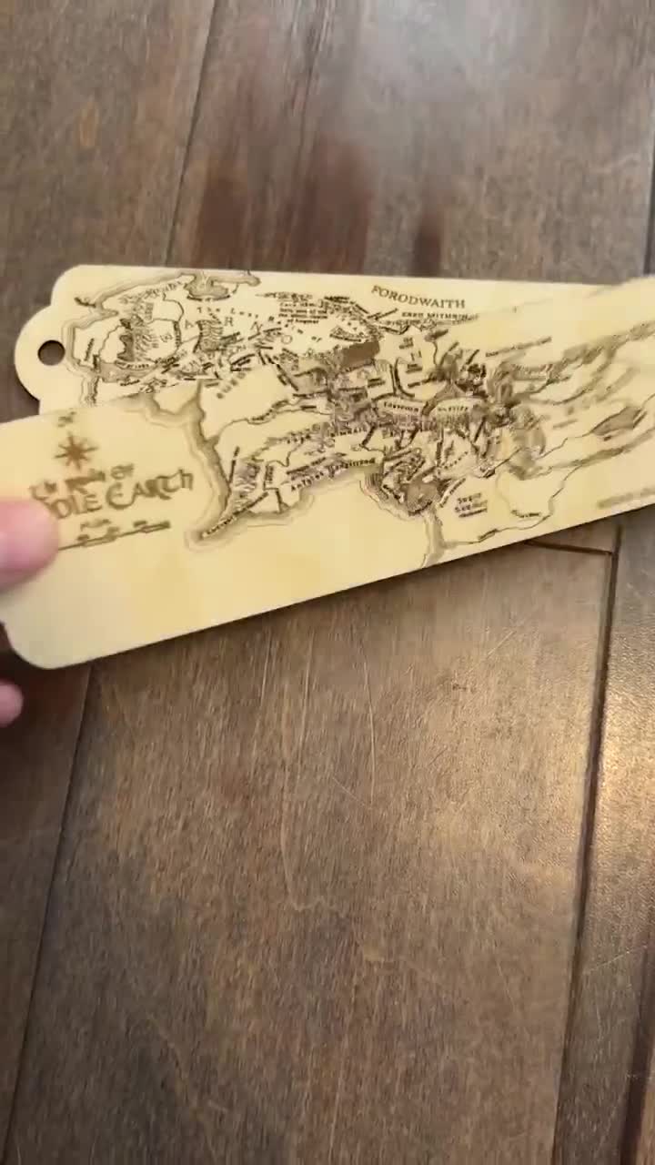 LOTR Middle Earth Map Wooden Bookmark – Conworlds Emporium