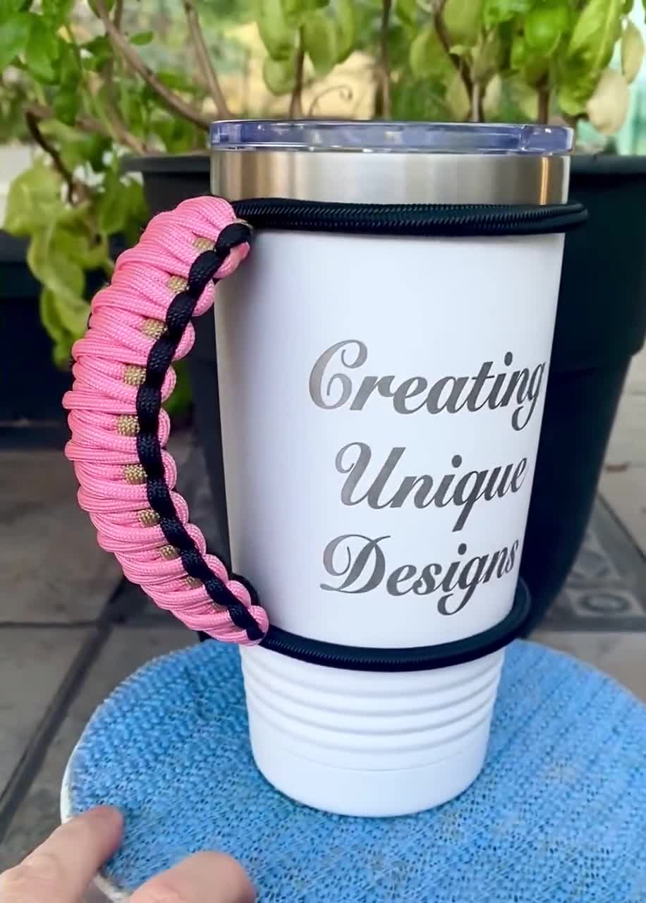 Solid Rose Pink Tumbler Handle, Stretchable Cord, Customizable Paracord  Handle for Coffee Cup, Fits Epoxy Coated Tumblers