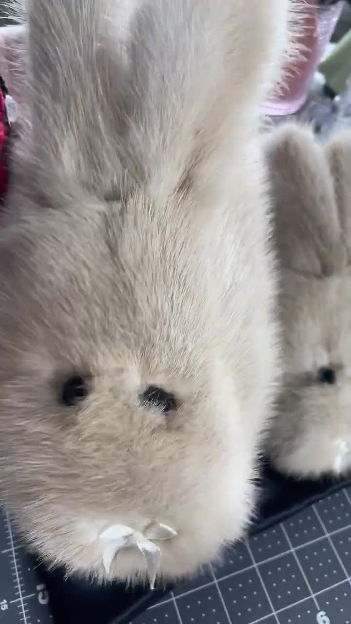 Butter Cream Up-cycled Mink Bunny Slippers 