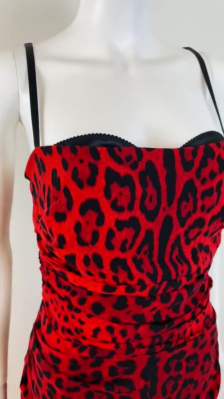 Leopard-print stretch-silk minidress in multicoloured - Dolce Gabbana