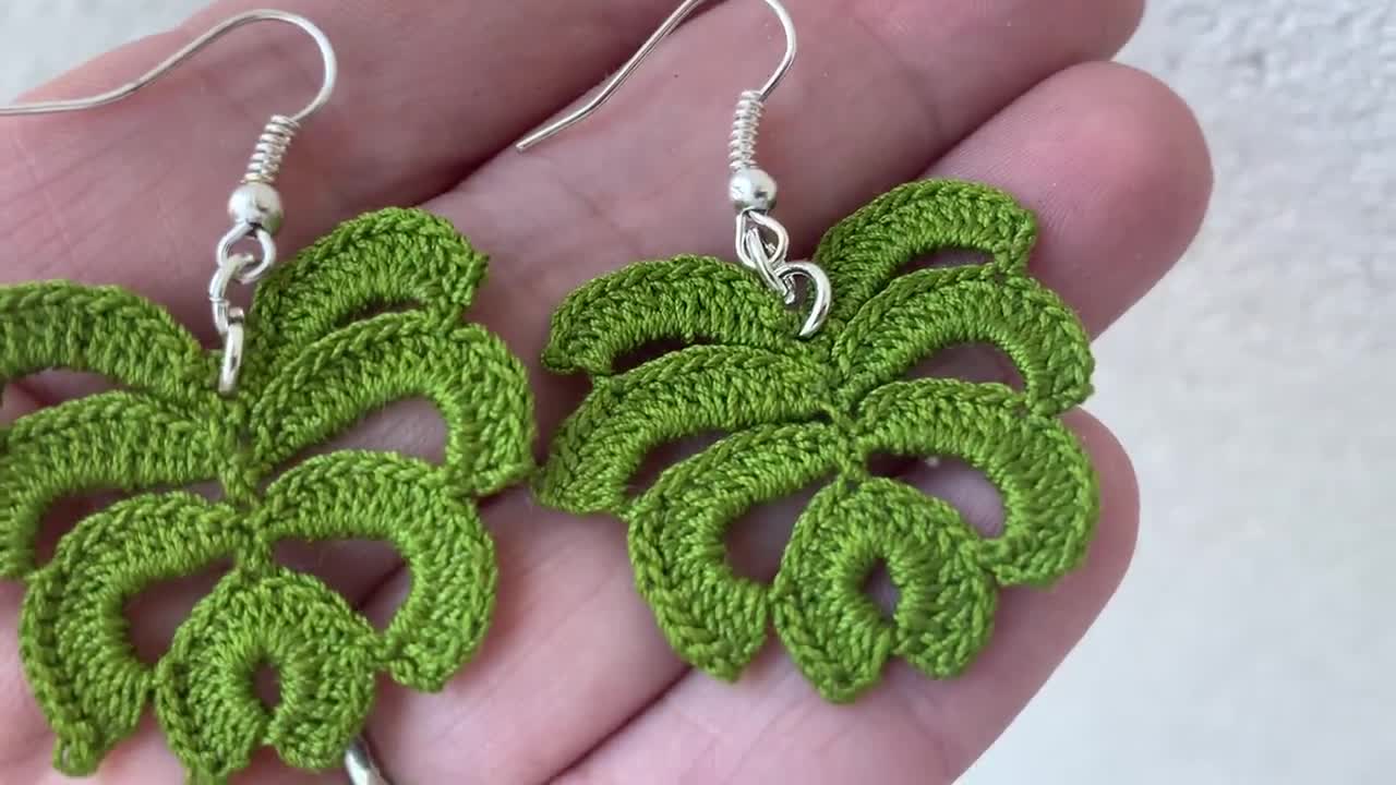 Monstera Crochet Earrings Pattern Instant PDF Download -  Finland