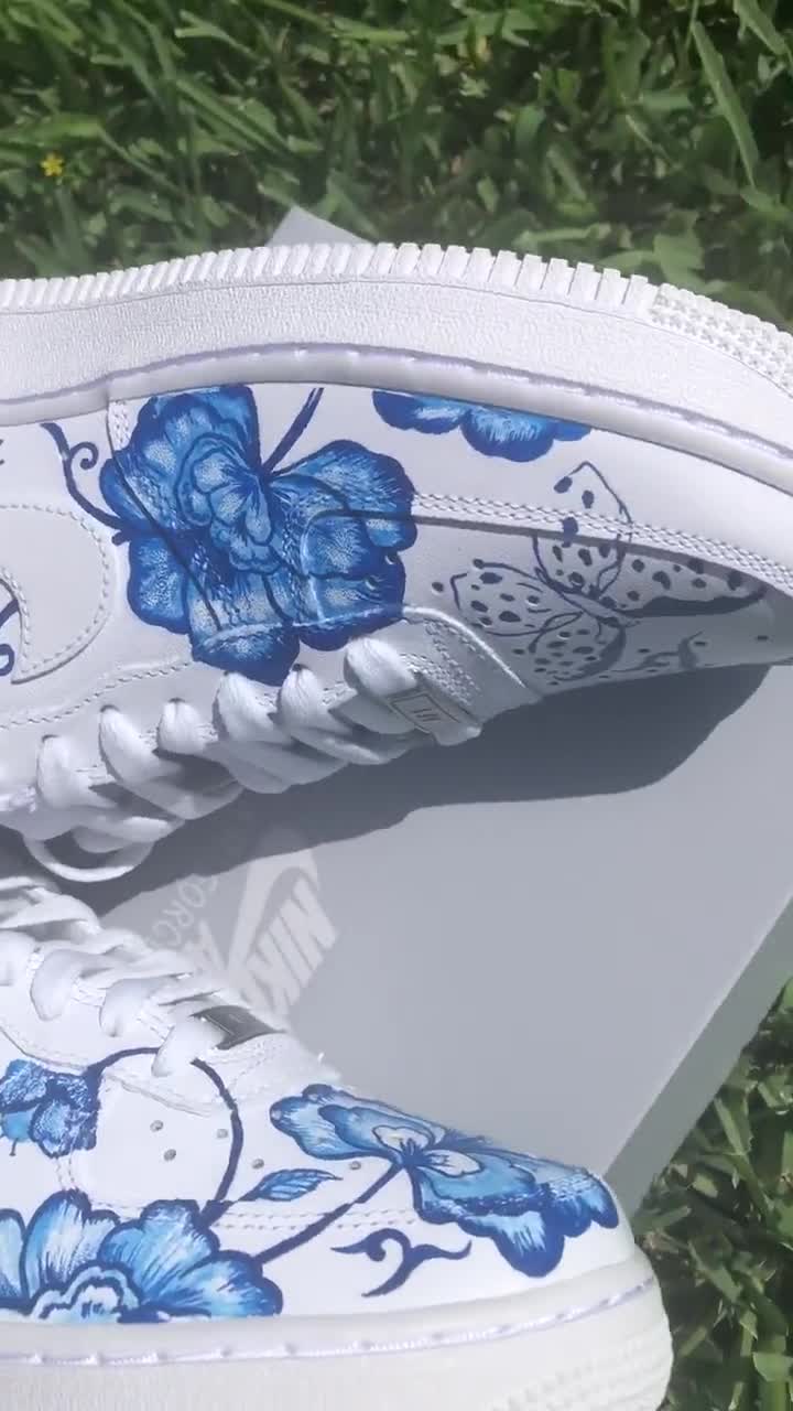 nike air force 1 blue flowers