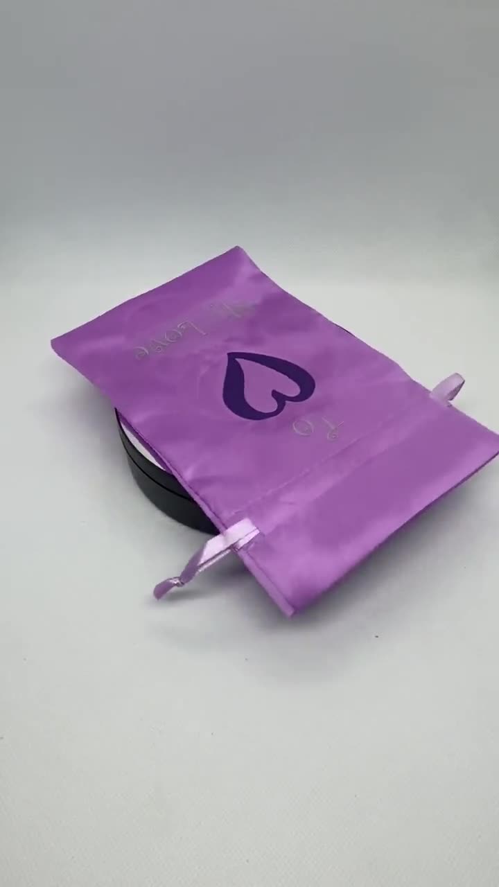 Purple Satin Drawstring Gift Bag for Valentines Day Personalized Gift Bag,  Customized Bag 