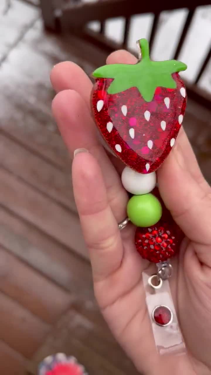 Strawberry Retractable Badge Reel, Fruit Badge Reel, Spring Time