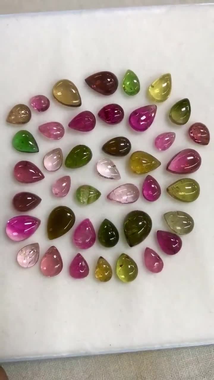 TOURMALINE - Mix shape Cabochon - Natural Color Multy Colors Mix Shape - From Brazil - So Gorgeous Amazing size - 5x7 - 7x9 mm outlet - 18 pcs