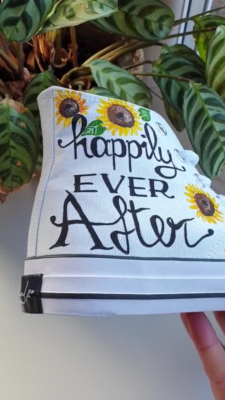 PERSONALISED WEDDING SHOES / Custom Wedding Date / Sunflowers Bridal trainers / Happily Ever After / wedding Party gift ideas video poster