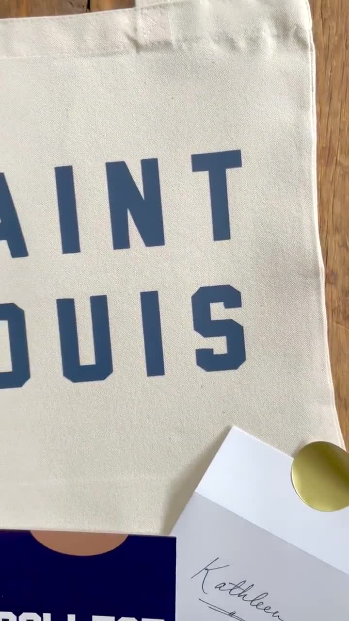 SAINT LOUIS Canvas Tote Bag St Louis Flag Print STL Book 