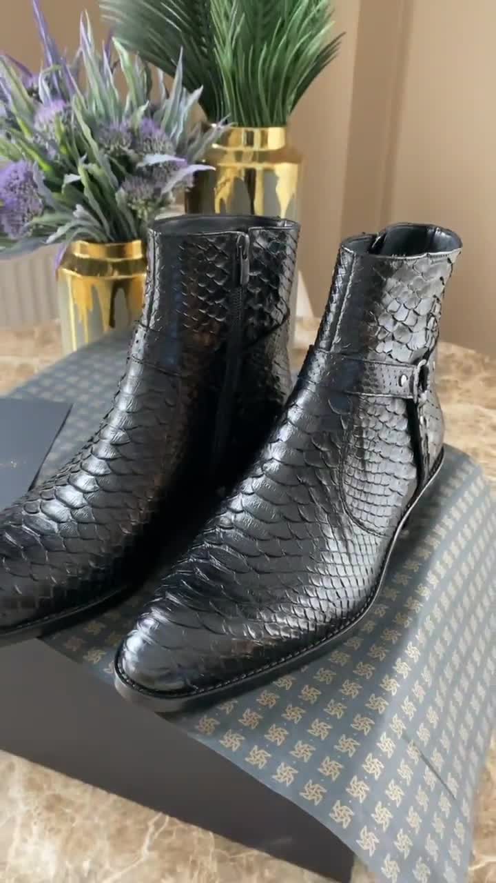 Genuine Italian Python Leather Boots , Men Boots , Python Shoes