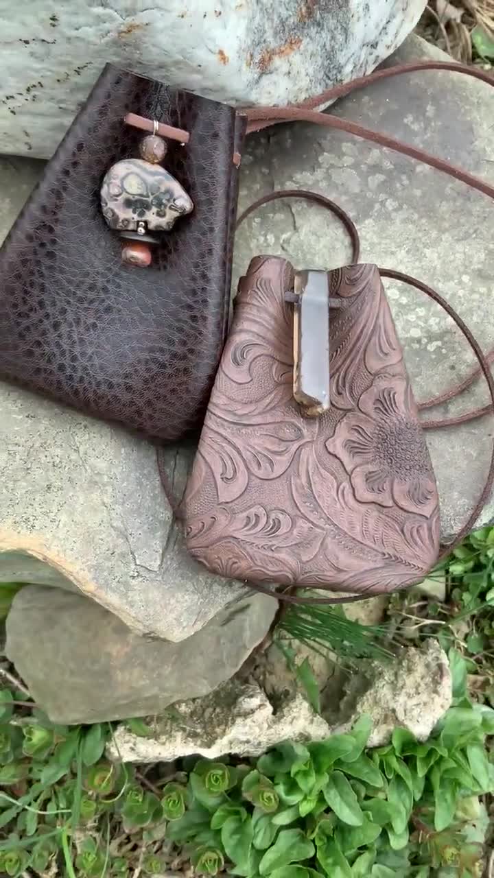 Vegan Leather Medicine Bag Bear Totem Medicine Pouch Amulet 