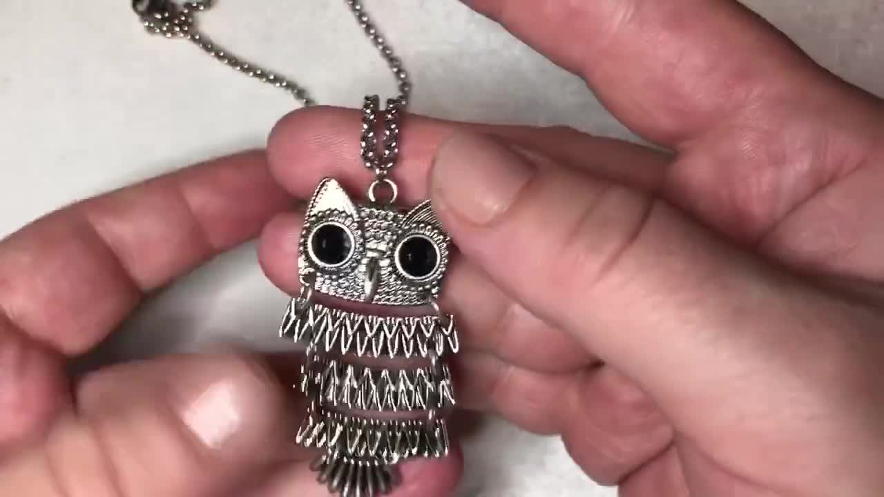 Collana Con Ciondolo Gufo In Argento 925 Ossidato - Nodo Celtico, Catena 18+2 Pollici, Unisex, Con Confezione Regalo